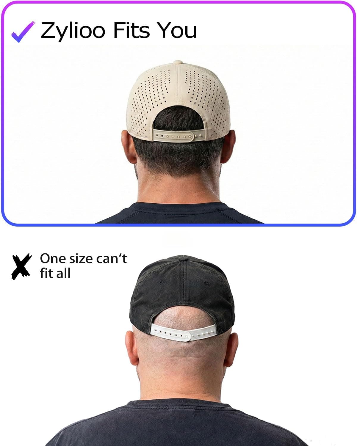Zylioo S/M/L/XL/XXL Gorra de béisbol con protección solar para hombres y mujeres, gorras de corona alta para cabezas grandes/grandes, gorra de malla para correr — view 4