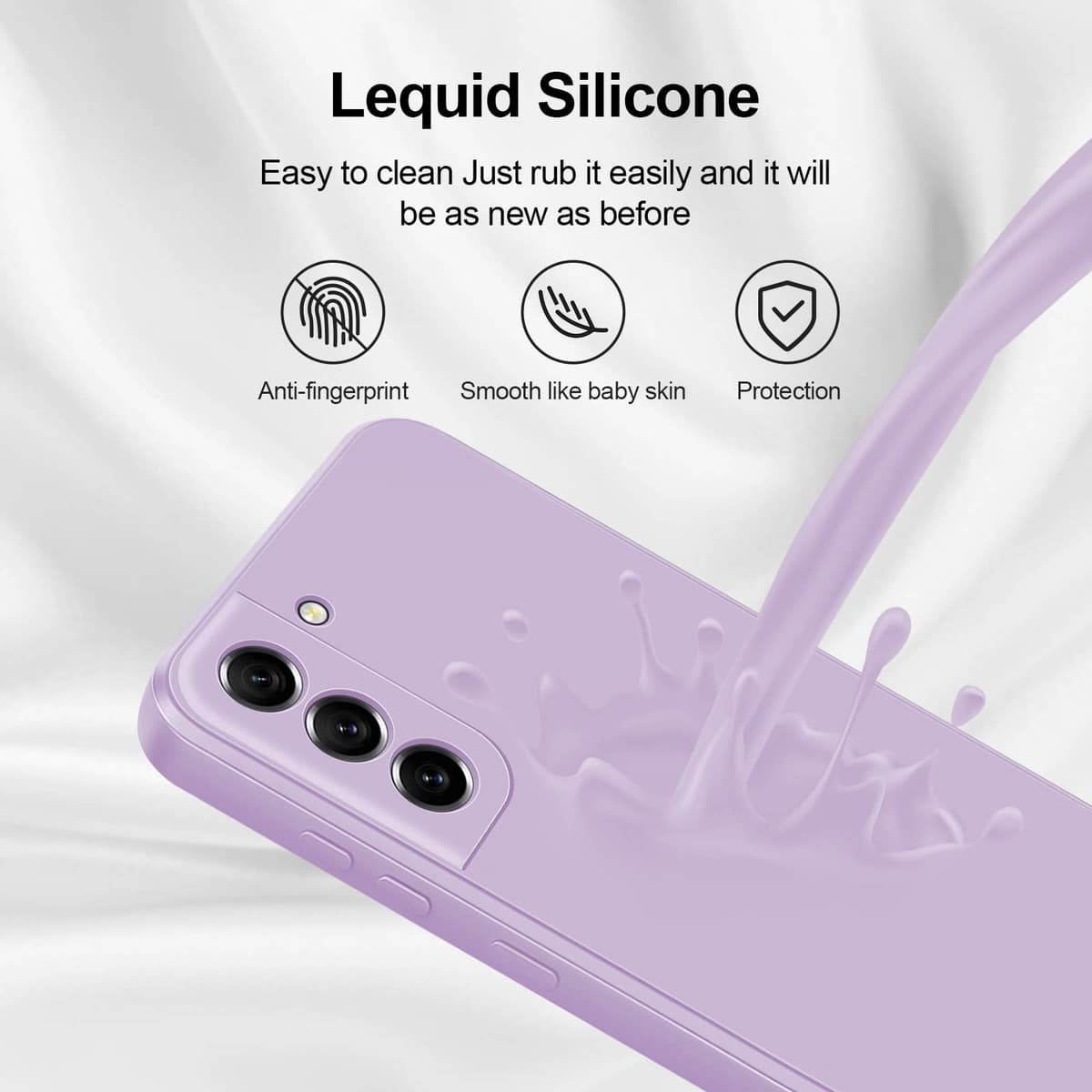 GiiYoon Case Compatible with Samsung Galaxy S21 FE, Silky-Soft Touch Full-Body Protective Phone Silicone Case, Shockproof Cover with Microfiber Lining, Purple — view 4