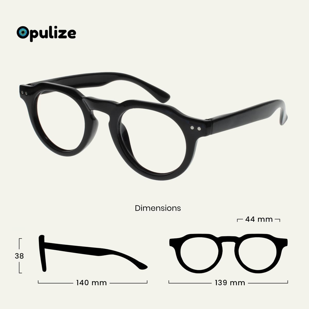 OPULIZE RIO Gafas con Filtro de Luz Azul - Montura con Parte Superior Plana - Negro — view 2