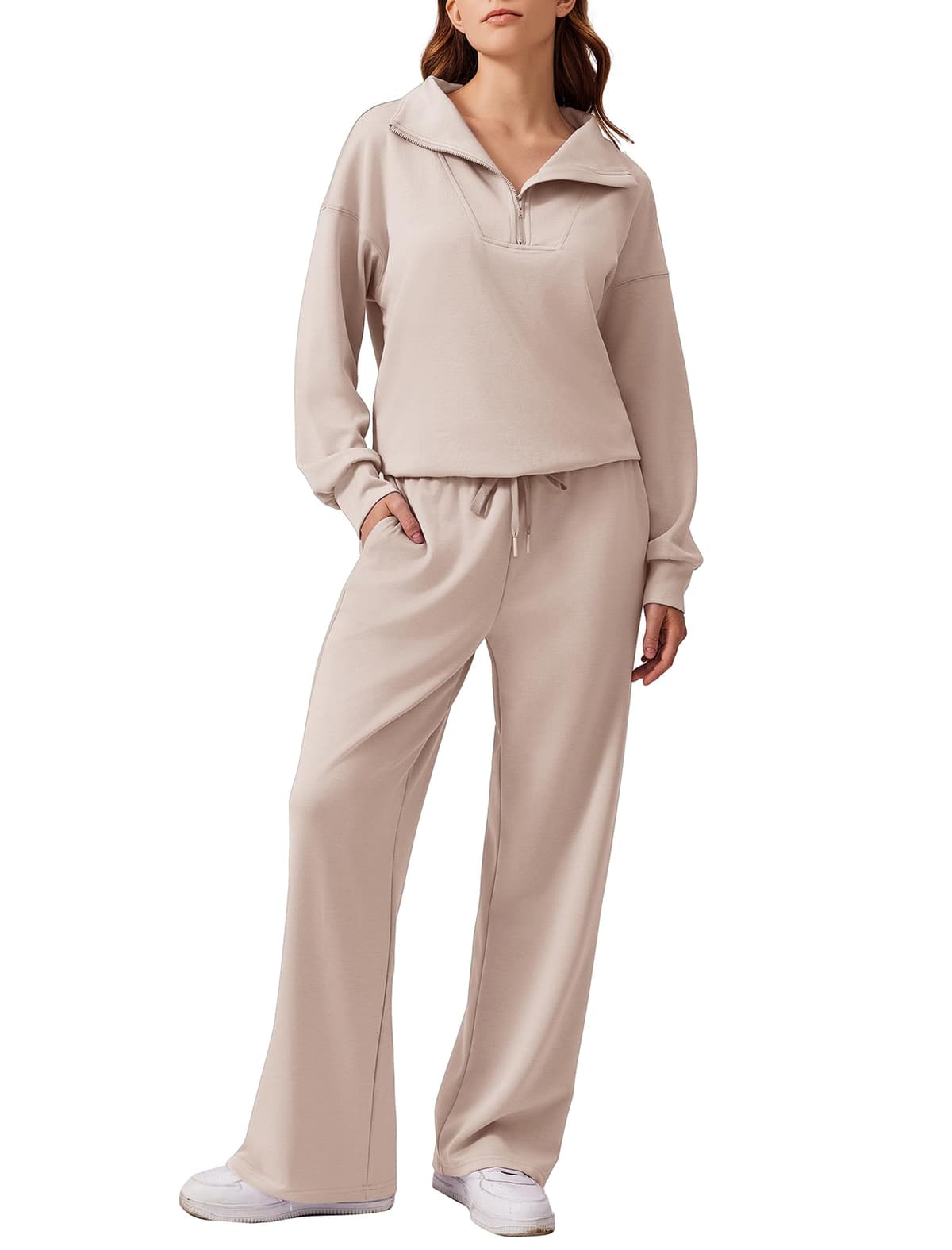 PINSPARK 2 Piece Sets for Women 2024 Fall Outfits Sweatsuit Oversized Sweatshirt Wide Leg Sweatpants Matching Set Tracksuit