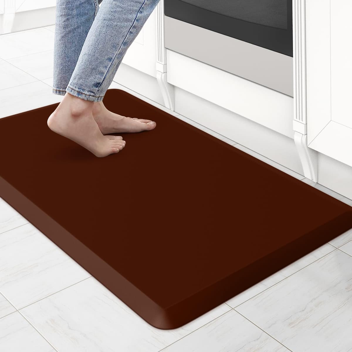 KitchenClouds Kitchen Mat Cushioned Anti Fatigue Rug 17.3"x28" Water Resistant Non Slip Standing Desk Mat Comfort Floor Mats for Kitchen House Sink Office (Khaki) — view 39