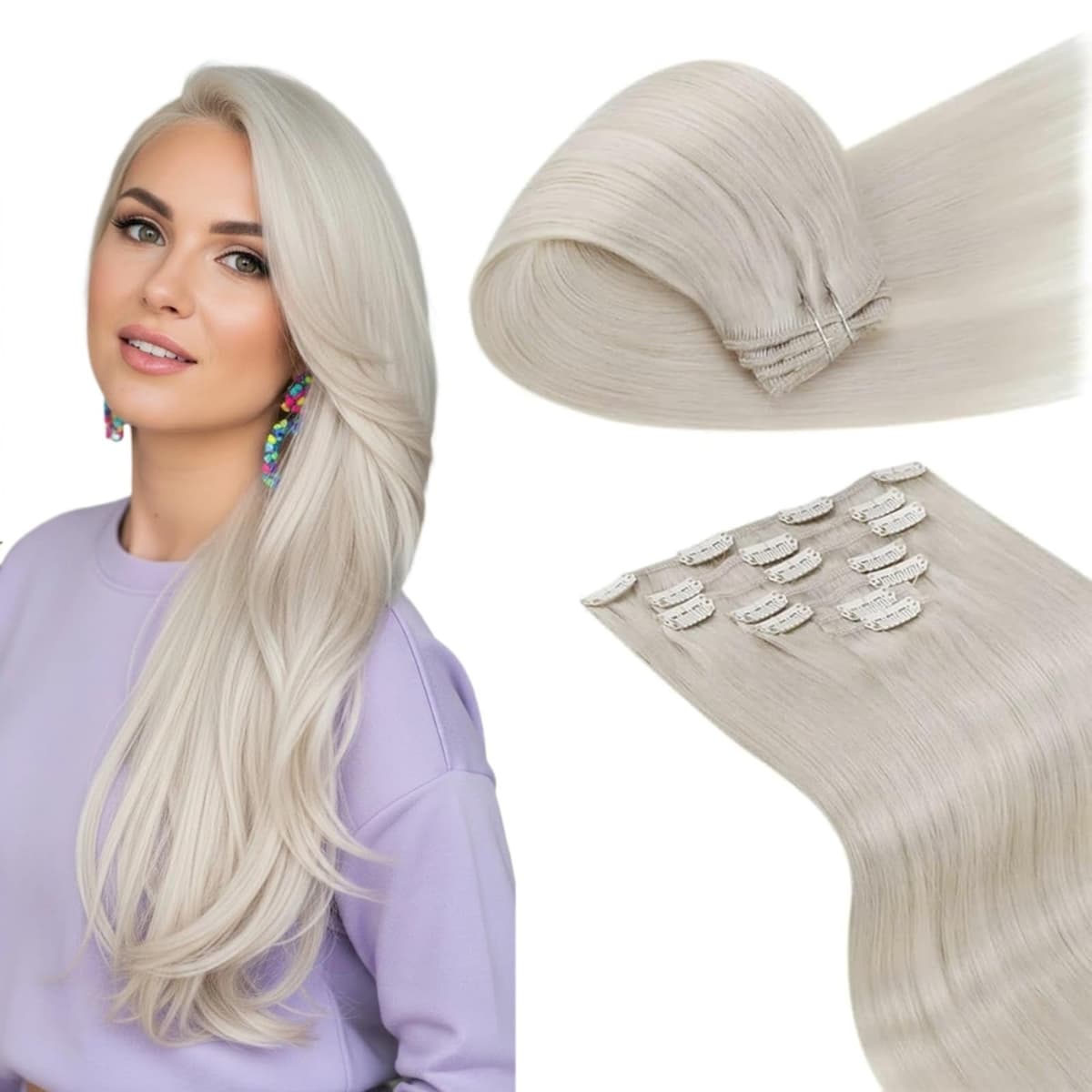 LaaVoo Hair Extensions Clip in Real Human Hair Brown Clip in Hair Extensions Dark Brown Remy Straight Hair Full Head Double Weft 80g 5pcs 14 Inch #4 — view 17