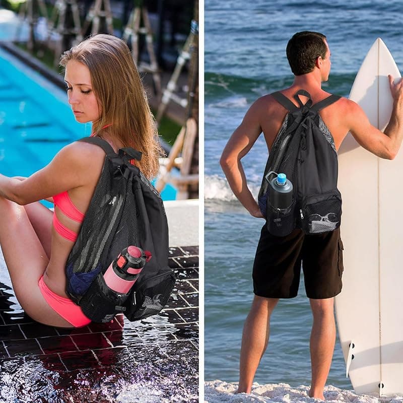 Mochila con cordón, mochila de malla con cordón y bolsillo húmedo, bolsa de piscina impermeable — view 5