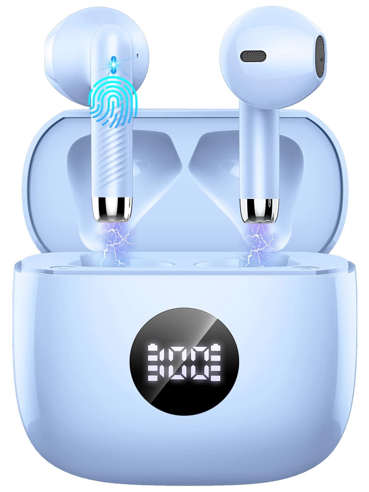 Wireless Earbuds, Bluetooth 5.4 Headphones in Ear with 4 ENC Noise Cancelling Mic, Bluetooth Earbuds 40Hrs Playtime, HiFi Stereo Deep Bass Wireless Earphones, IP7 Waterproof USB-C Fast Charge White — view 9