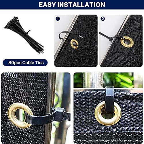 Duerer Privacy Fence Screen 6 x 50ft Black Fence Covering Heavy Duty 170GSM Commercial Windscreen Fencing Mesh Shade Net Cover, UV Protection 90% Blockage Outdoor Backyard, Patio with Cable Ties — view 6