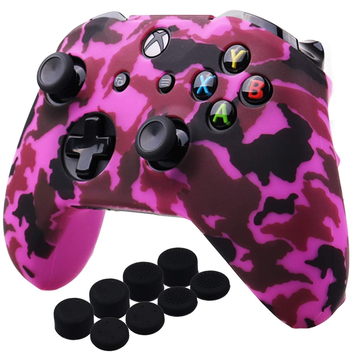 Yorha Impresión Caucho de Silicona Funda Skin Case Carcasas Piel para Xbox One S/X Mando Controller x 1 (Calavera comica) con Agarres para el Pulgar Thumb Grip Pro x 8 — view 25