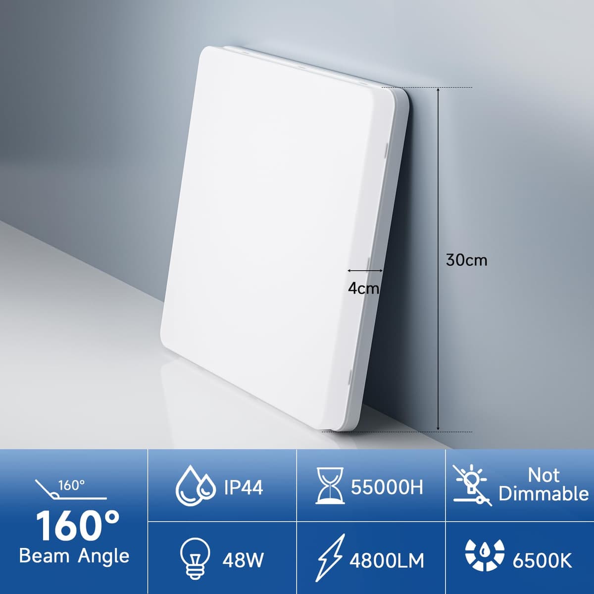 EASY EAGLE LED Lámpara de Techo 48W 4800LM Moderna Cuadrada Plafón Luz Led 6500K Lámpara Panel IP44 Impermeable para Baño Sala Dormitorio Cocina Oficina Comedor Ø30CM — view 2