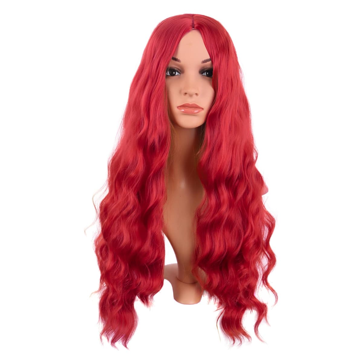 MapofBeauty 24 Pulgada/60 cm Largo Lacio Peluca Con Flequillo Sintética Cabello Heat Resistente Para Fiesta de Cosplay (Rosa Caliente) — view 25