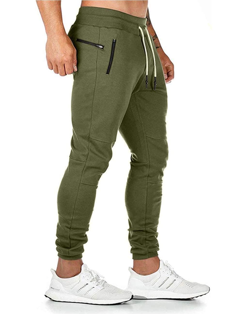 SOMTHRON Hombre Pantalón Cinturón de Cintura elástico Pantalones de chándal de algodón Largo Jogging Pantalones de Carga Deportiva de Talla Grande Jogger Slim Fit Pantalones — view 7