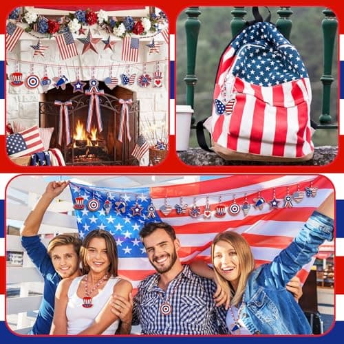 WinnerWhy 30 Sets 4th of July Crafts Bulk, Patriotic 250th Anniversary Stained Glass Sun Catcher Art Kits for Memorial Day Home Party Project Activities Hanging Ornaments — view 6