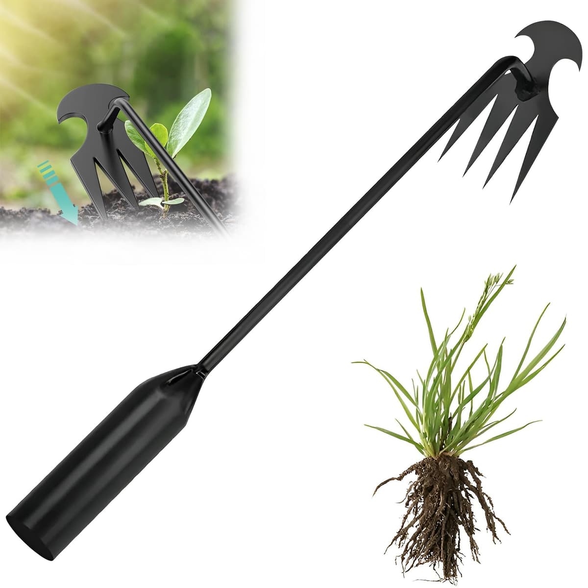 Garden Weed Extractor, Stainless Steel Manual Weeder, Remove Weed Weeds Garden, Manual Weeding Tool, Weeding Rake for Patio, Lawn, Gardening