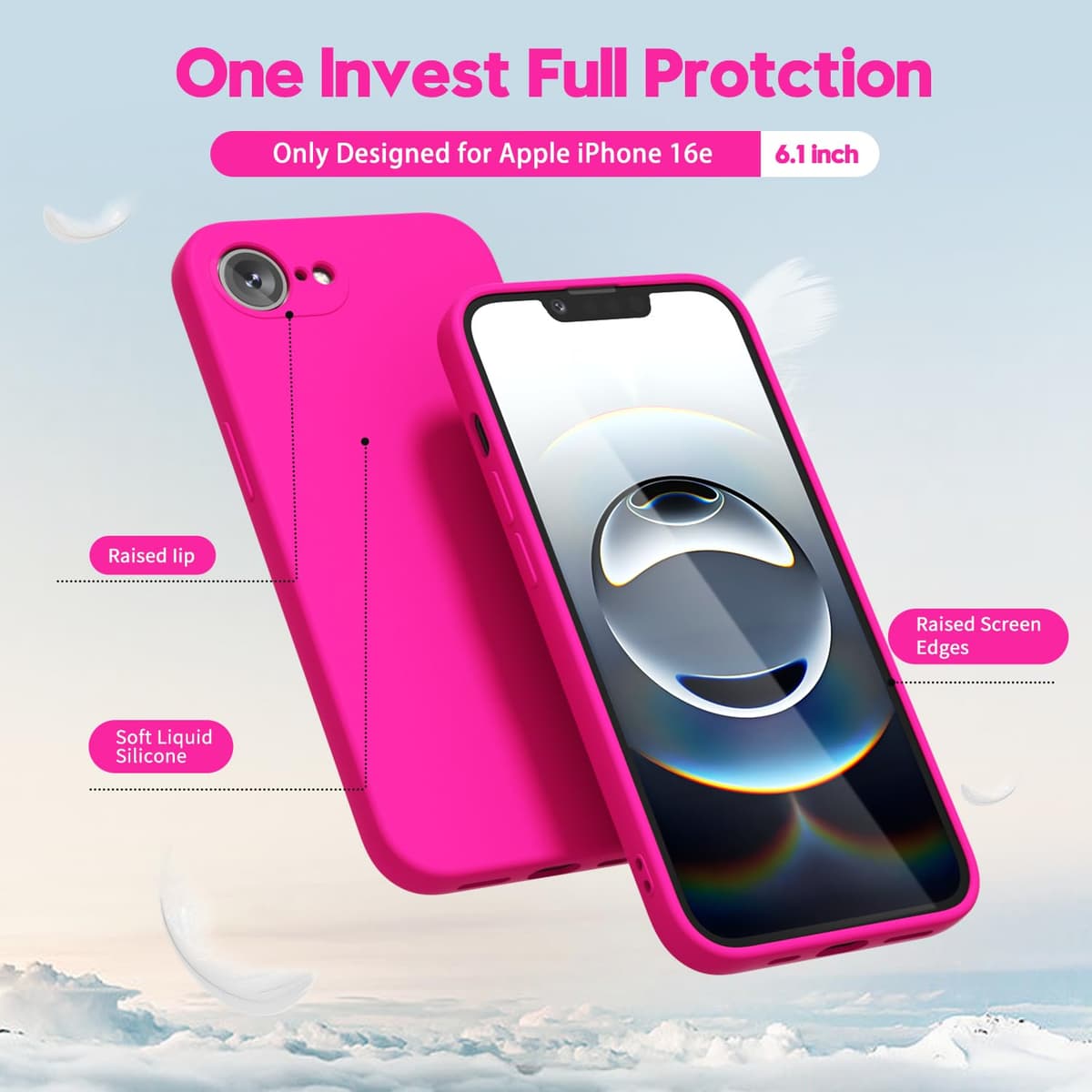 oakxco for iPhone 17 Pro Max Phone Case Liquid Silicone, Cute Thin Slim Grip Soft Rubber Gel for Women Men, Smooth Matte TPU Plain Solid Color Girly Simple Case with Camera Cover, Light Pink — view 1968