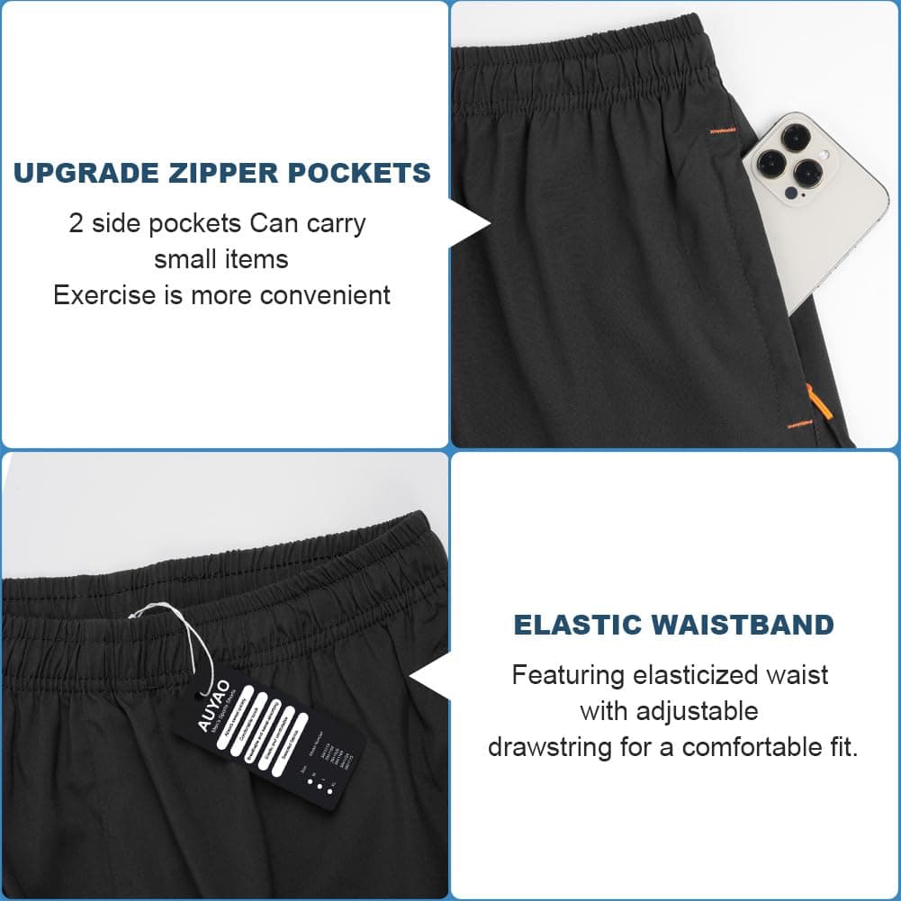 AUYAO Pantalones Cortos Hombre Deporte, Pantalón Corto de Running Secado Rápido, Deporte Short Deportivo Hombre Transpirables para Tenis Fitness Atletismo Entrenamiento — view 5