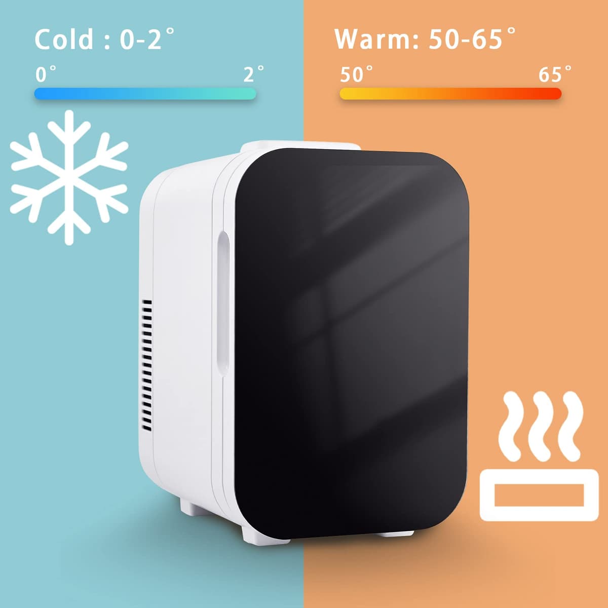 CLIPOP Portable Mini Fridge for Bedroom Quiet 10L Camping Fridge, 15 Cans Small Car Fridge Refrigerator, AC+DC Power Drink Cooler for Dorm, Travel, Office, Skin Care, Makeup (Black) — view 2