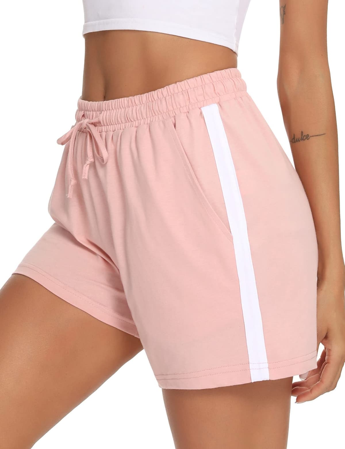 Litherday Shorts Mujer Verano Algodón Pantalones Cortos Deportivos con Cordón y Bolsillos Ropa Deportiva Mujer para Yoga Fitness Jogging Casa — view 10