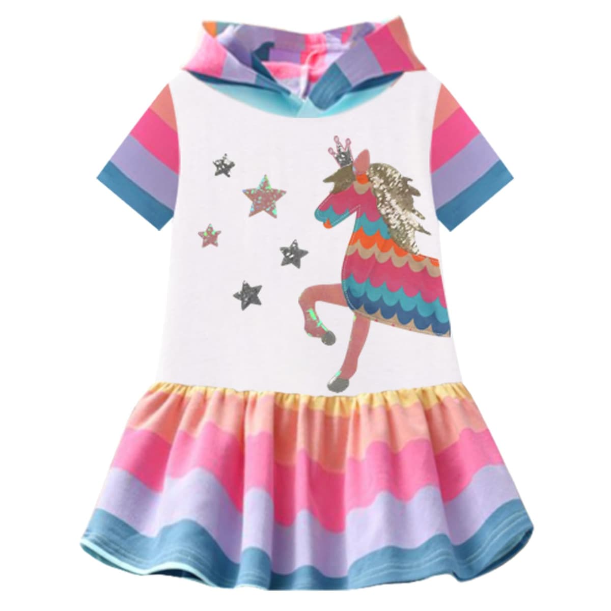 VIKITA Niñas Vestidos Algodón Animal Bordado Manga Larga Vestido para Niños — view 7