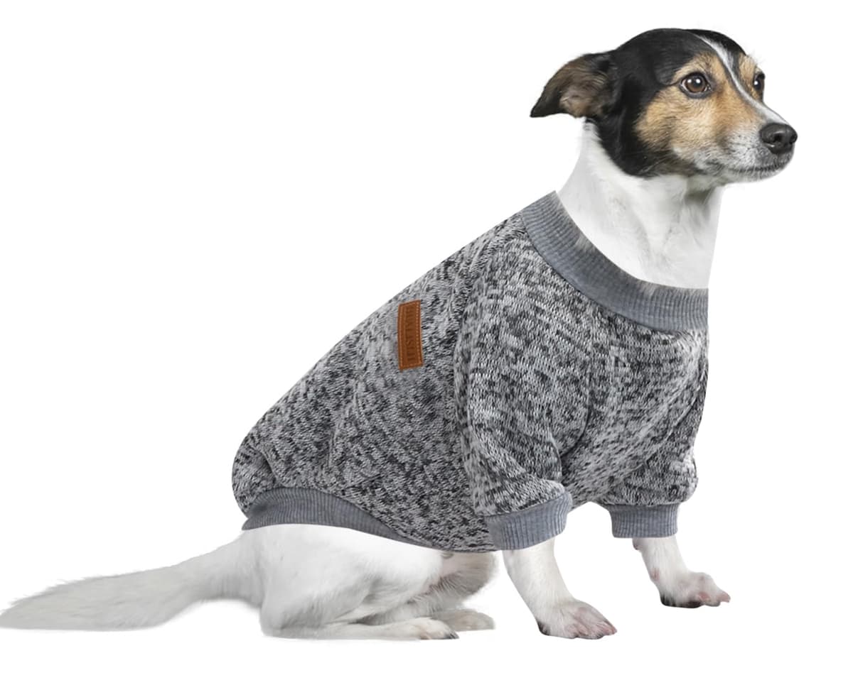 Dog Jumper Medium Chihuahua Jumper Christmas Sweater Fleece Inside Soft Cozy, Colour Vibrant Easy to Take On and Off (Pink+Grey, M) — view 21