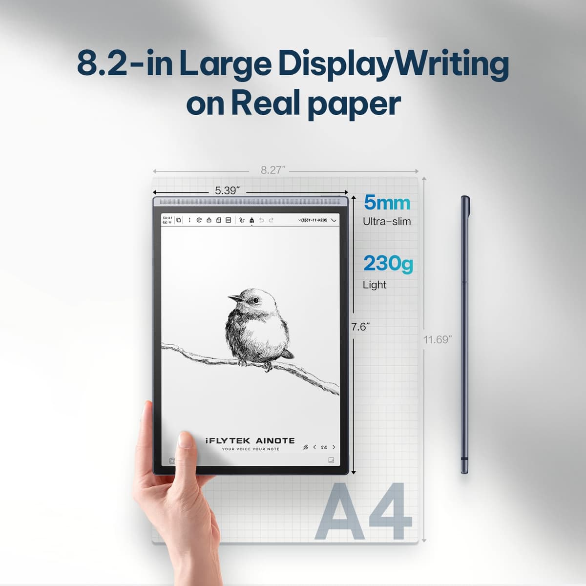 iFLYTEK AINOTE Air 2,8.2-inch AI Note-Taking Tablet E Ink and Reading Light iFLYTEK AINOTE Air 2 Paper Tablet Electronic Notebook with Pen,Voice-to-Text Transcription. — view 5