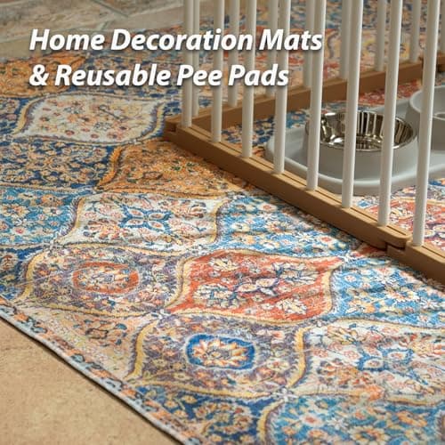 nunubaby Washable Pee Pads for Dogs, Stylish, Non-Slip and Leak-Proof Pee Mat. Ultra-Absorbent Reusable Potty pad for Crates and Floors.(Cream/Multi, 18" x24" )