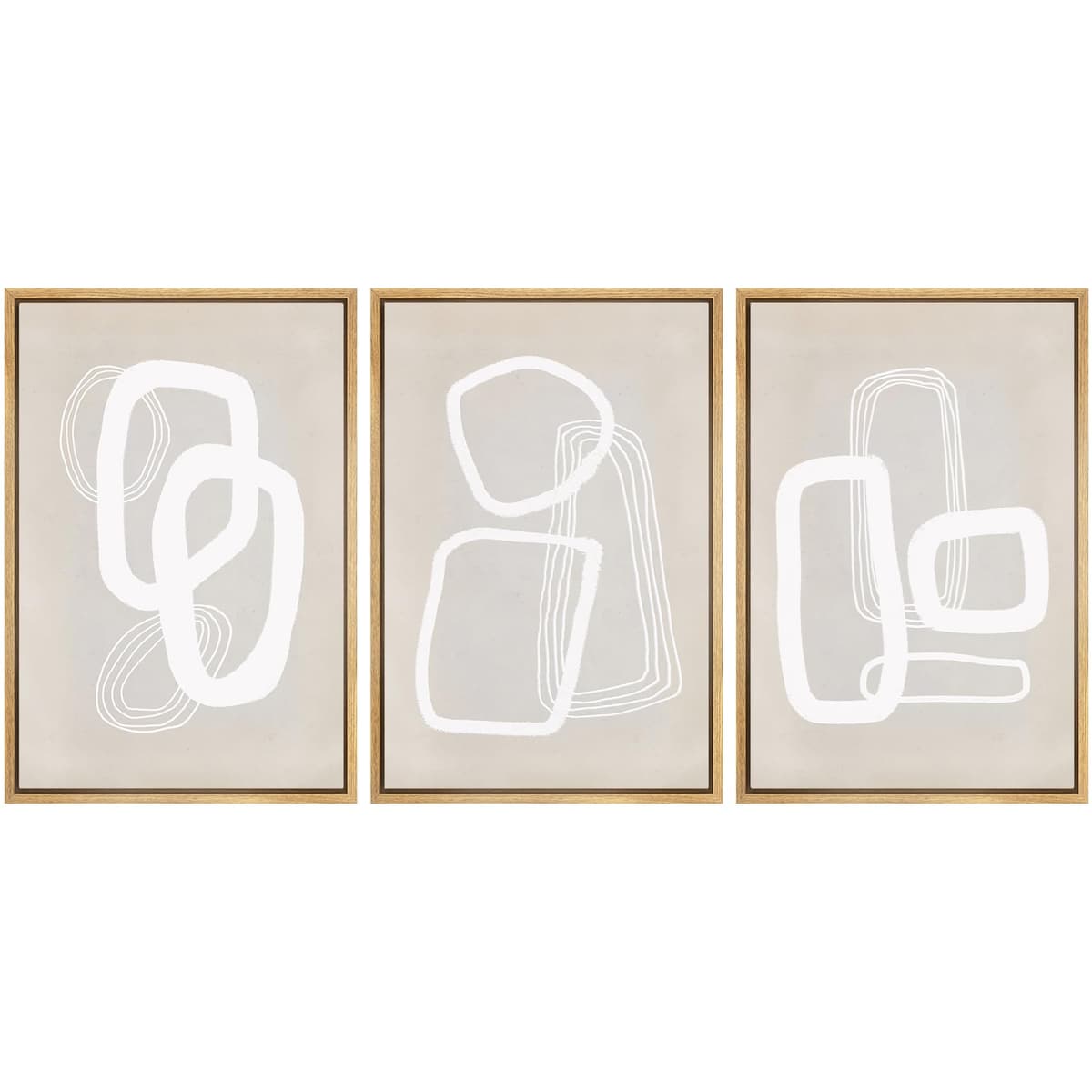 SIGNWIN Framed Canvas Print Wall Art Set Blue White Grunge Geometric Pattern Abstract Shapes Cozy Neutral Decorative Contemporary Minimal for Living Room, Bedroom, Office - 24"x36"x3 Natural — view 119