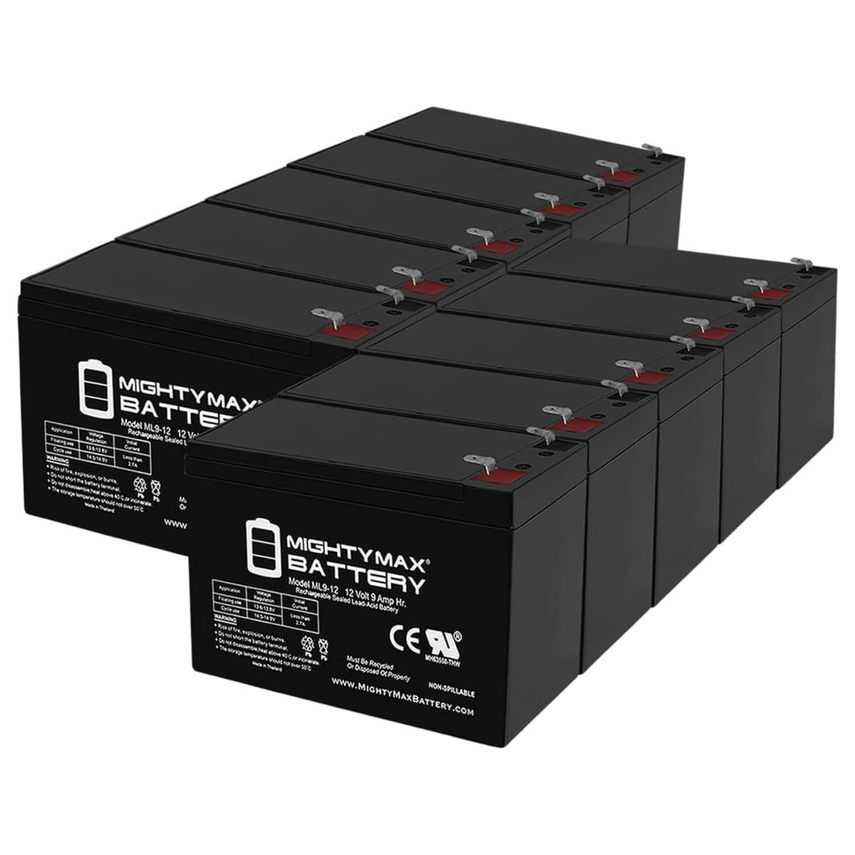 ML9-12 - 12 V 9 Ah Rechargeable SLA Battery - Mighty Max Battery Brand Product — view 9