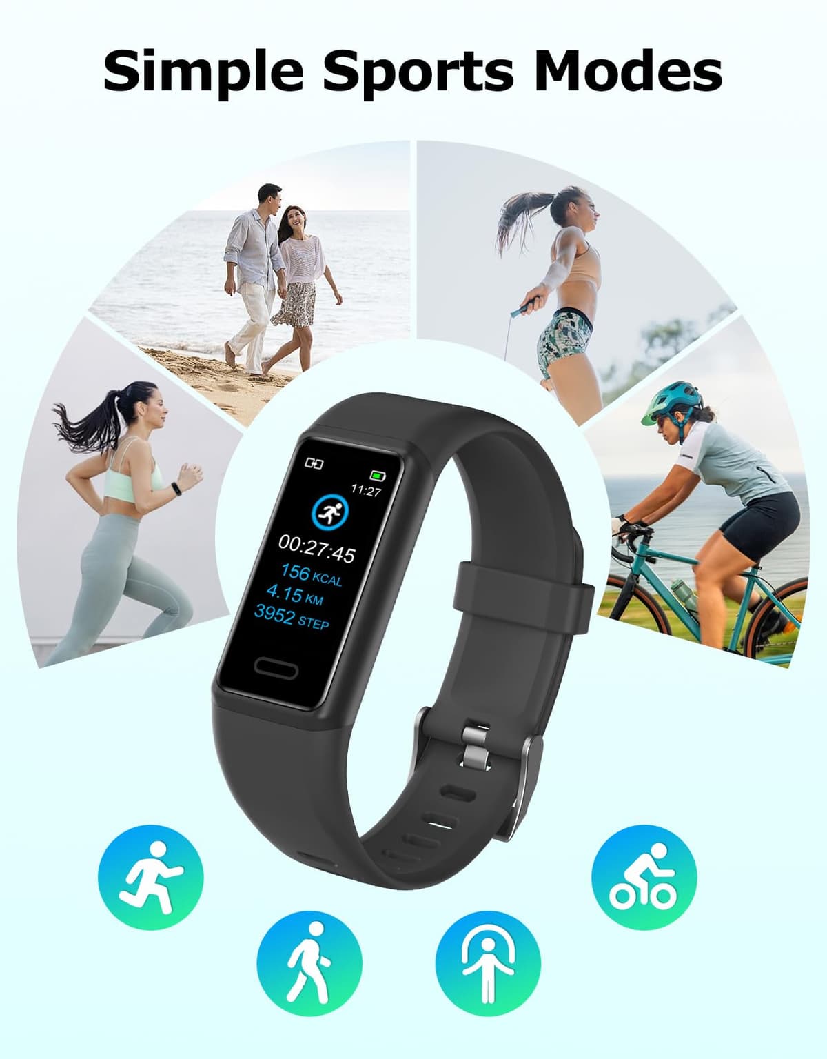 Cloudpoem Fitness Watch with Heart Rate,Sleep Monitor,Step Counter,Calorie Counter,IP68 Waterproof Fitness Tracker with Pedometer for Women Men,SMS/SNS/Call Notification for Android iOS Smartphones — view 3