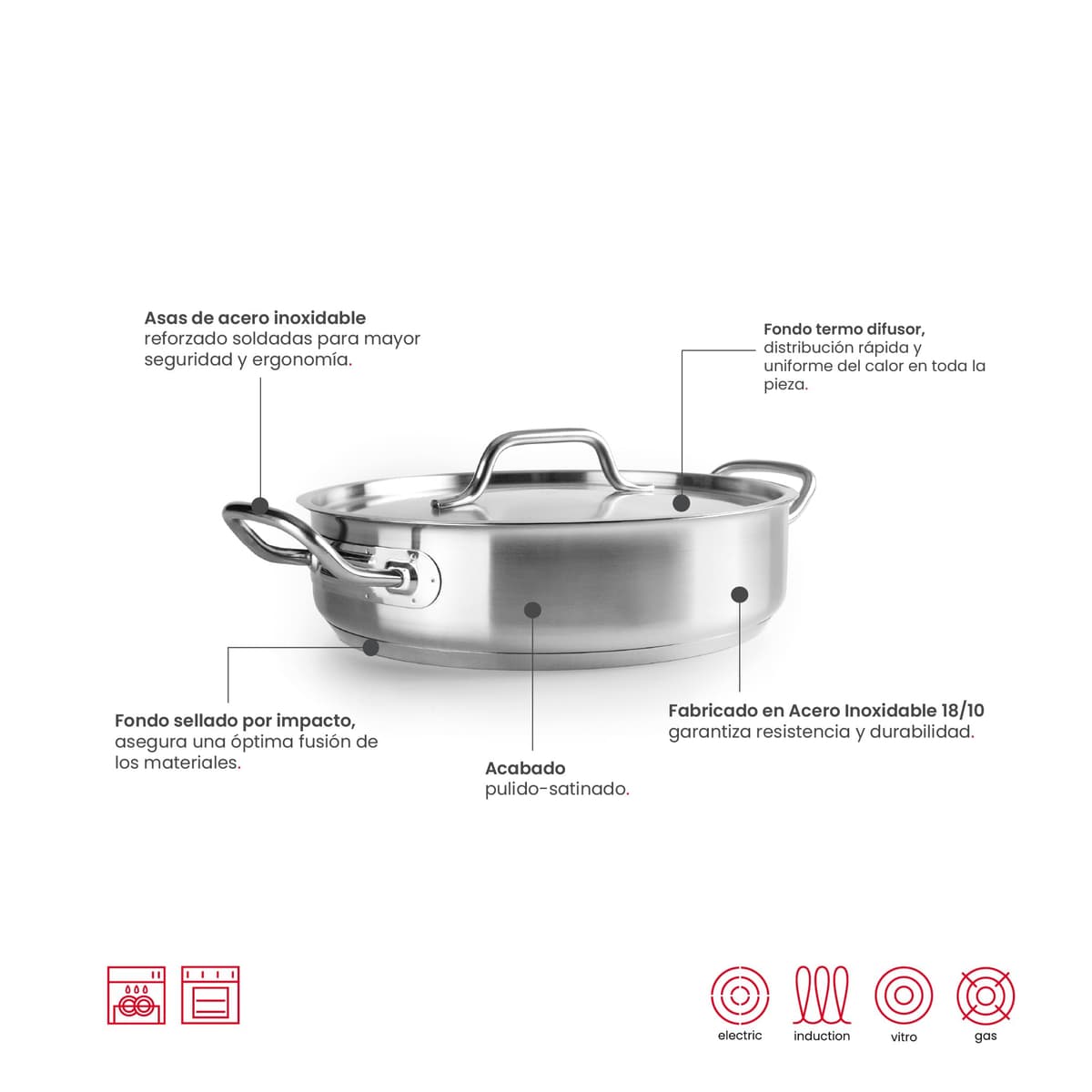 IBILI - Guisera Con Tapa Inox Ebbe 32 Cm, Acero inoxidable 18/10, Apto para induccion — view 5