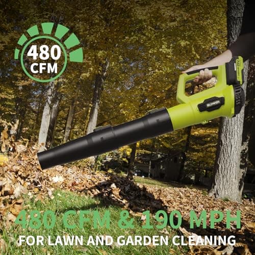 Leaf Blower Cordless, Electric Cordless Leaf Blower with 2 Batteries and Fast Charger, Lightweight Battery Powered Leaf Blowers for Lawn Care, Patio Cleaning — view 3