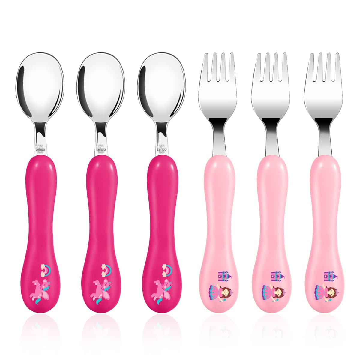 Lehoo Castle Children's Cutlery Set, 6pcs Stainless Steel Toddler Cutlery Kids Cutlery Flatware, Incudes 2 x Spoons, 2 x Forks, 2 x Knives — view 9