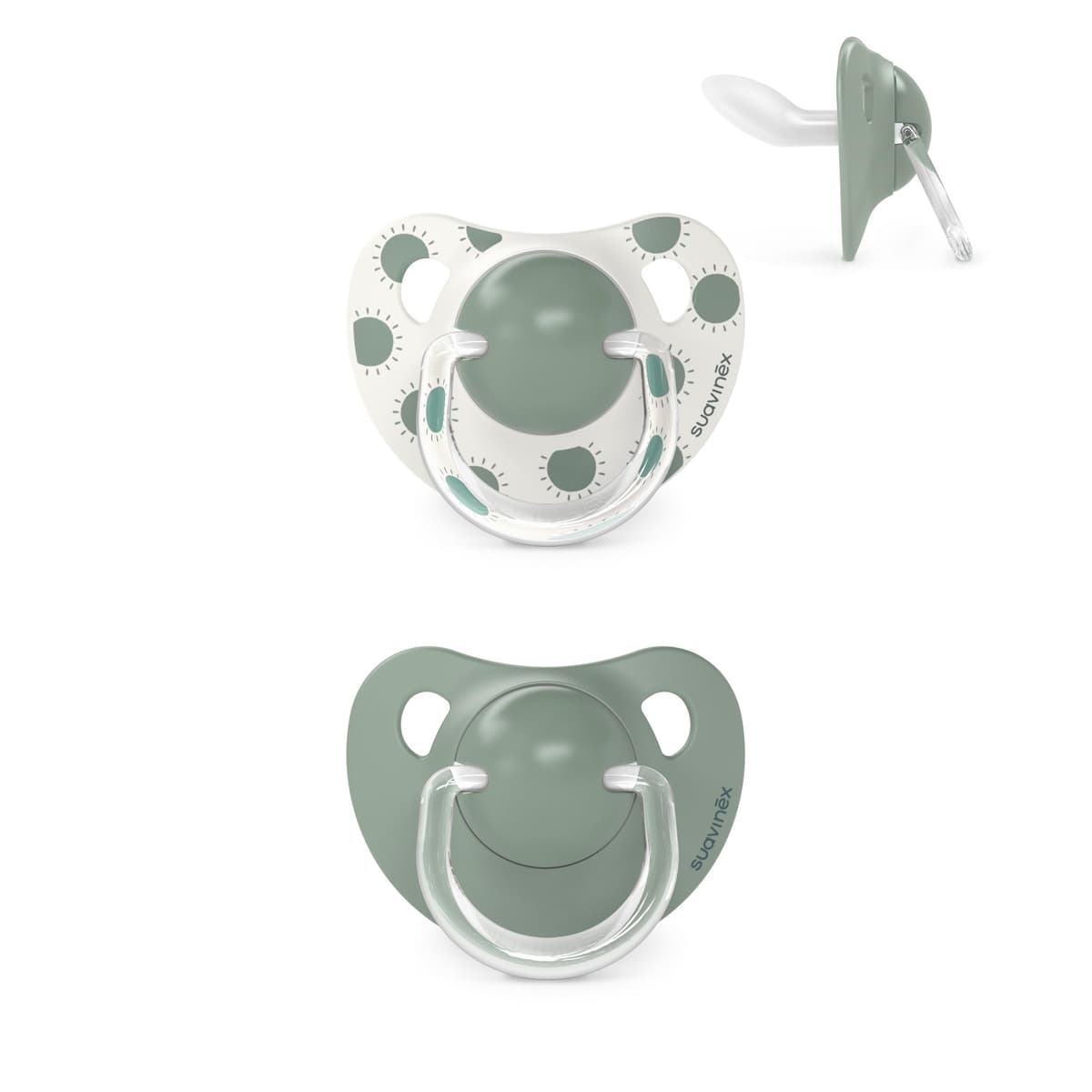 Suavinex, Pack de 2 Chupetes con Tetina Anatómica de Silicona SX Pro, para Bebés +18 Meses, Tetina más Plana y Flexible, Respeta el Desarrollo Bucodental, Walk Verde