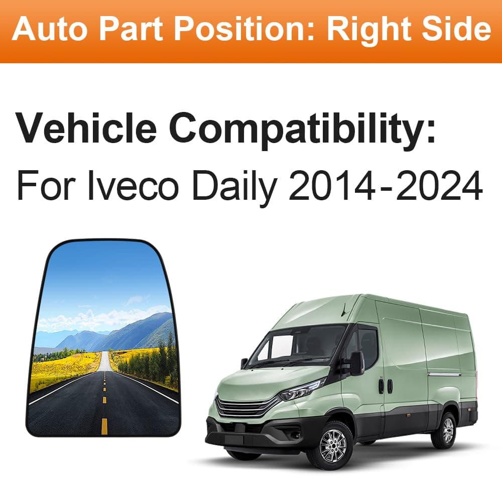 SENZEAL Cristal de Retrovisor Calefactable Lado del Pasajero para Iveco Daily 2014-2024 (Superior Derecha) — view 3