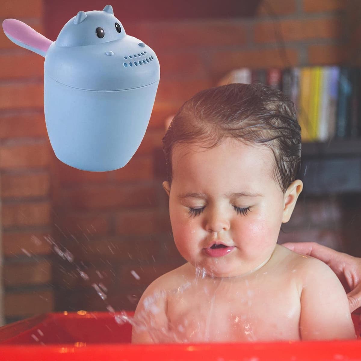 tazadeenjuaguecon ú para bebés - tazadeenjuaguede bañode hipopótamo de Dibujos Animados | Cuchara para Agua de bañode bebé PP de 19x15x7cm para Lavar el Cabello, tazadeenjuaguede — view 3