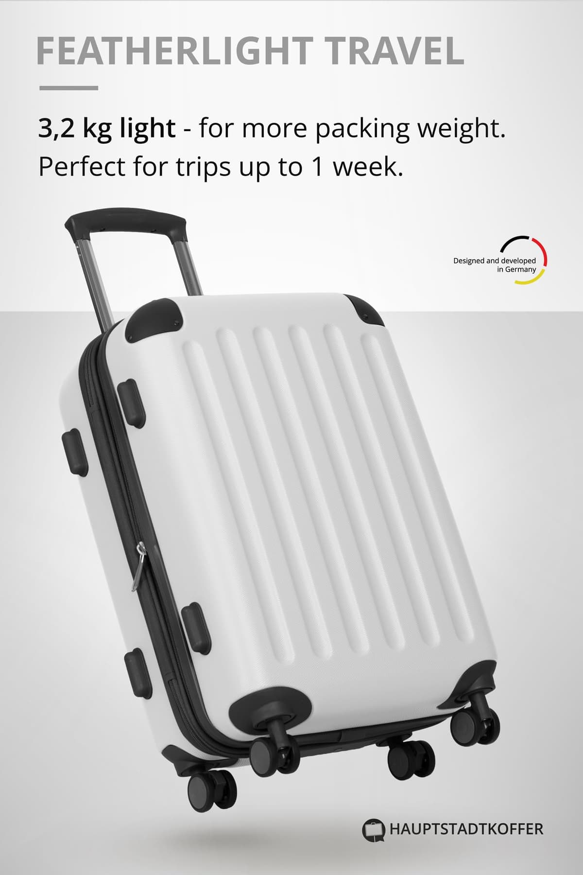 HAUPTSTADTKOFFER - Spree - Equipaje de Mano, Maleta rígida, Trolley expandible, 4 Ruedas Dobles, TSA, 55 cm, 42 litros, Blanco — view 4