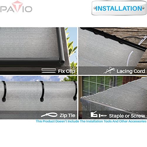 Patio 12' x 40' Sun Shade Fabric Roll 6/8/12 FT Shade Cloth for Patio, Outdoor Mesh Sail Sun Shades Canopy Replacement Pergola Cover for Backyard Deck Porch, Light Gray — view 3