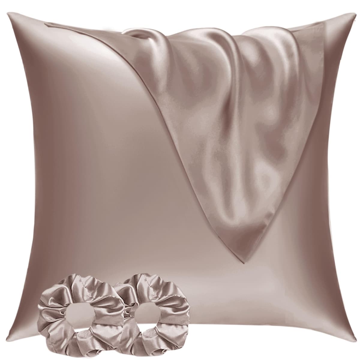 Vielit 2 Pack Satin Pillowcase for Hair and Skin Cooling,Soft as Silk Pillowcase for Hair and Skin,Easier Care than Silk Pillow Case Beige 50x75cm Gifts for Women Envelope & 2 Scrunchies — view 70
