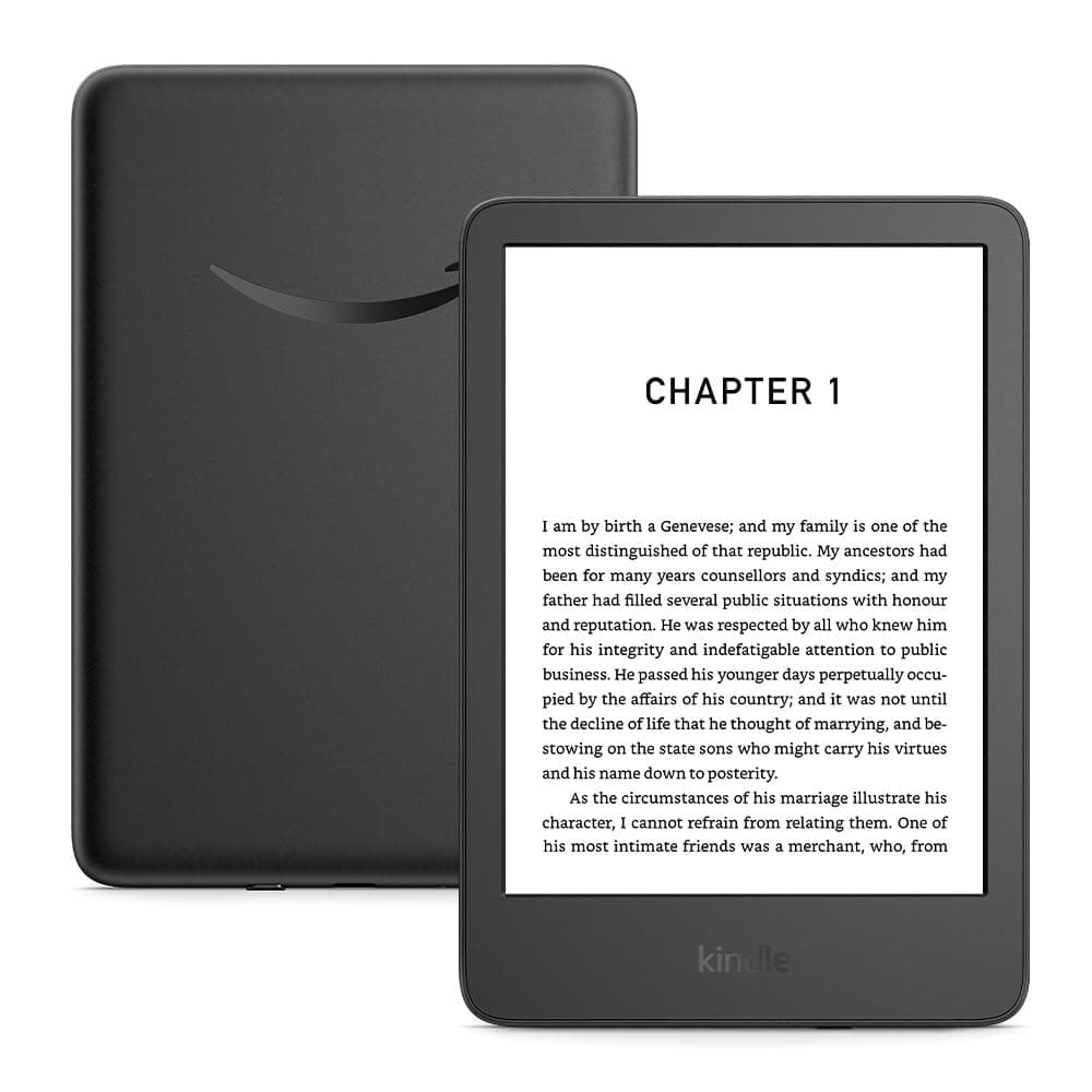 Amazon Kindle (newest gen) – Lightest and most compact Kindle with glare-free display, faster page turns, adjustable front light and long battery life – 16 GB – With Ads – Black — view 2