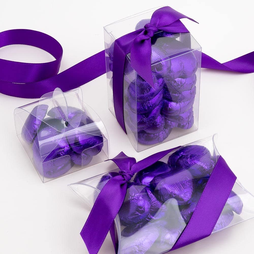 Italian Options Milk Chocolate Foiled Hearts, 30 Chocolates, Purple Foil — view 3