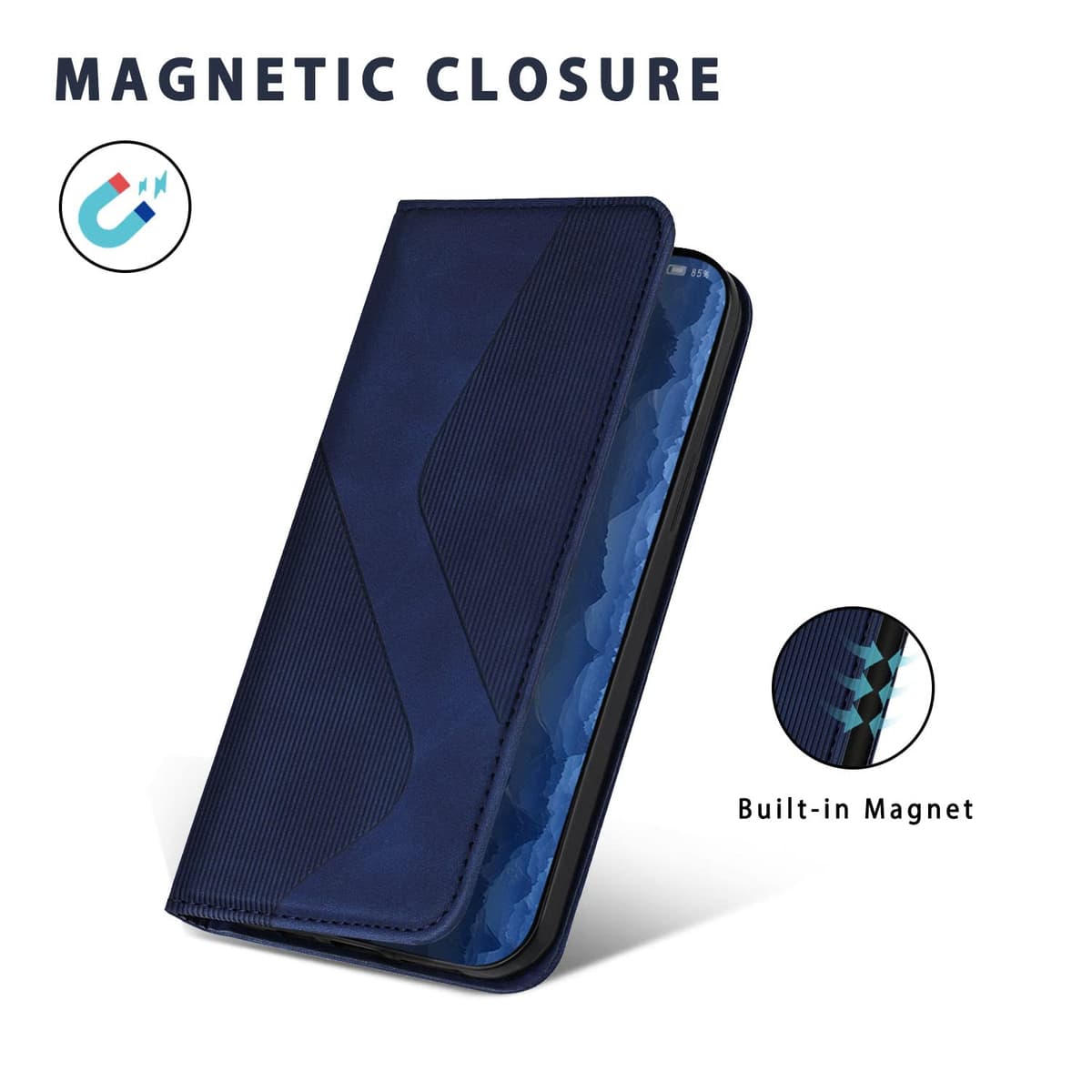 Funda para OPPO Reno 8 Lite 5G, Funda Libro de Cuero con Ranura para Tarjeta y Magnético, Wallet Flip Caso Cubierta Case Carcasa para OPPO Reno 8 Lite 5G (Azul) — view 5