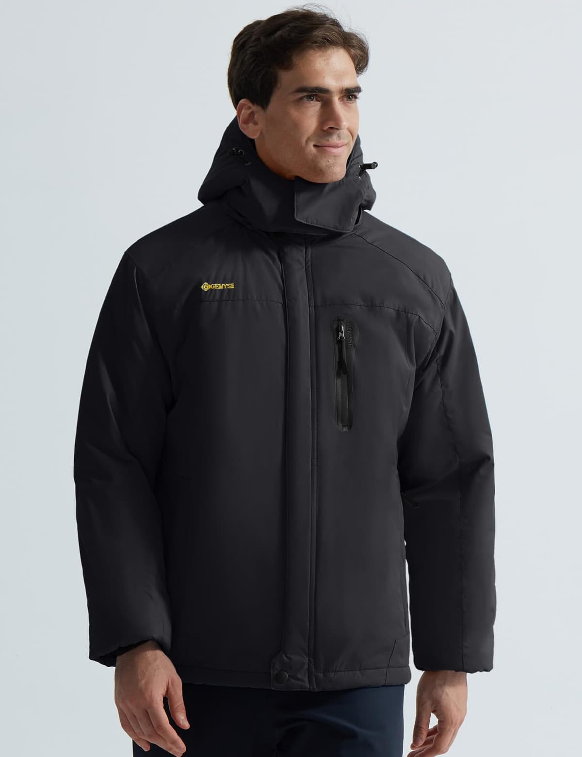 GEMYSE Chaqueta esquí hombre Chaqueta invierno cortaviento con capucha Chaqueta snowboard impermeable Chaqueta outdoor forrada Chaqueta funcional — view 2