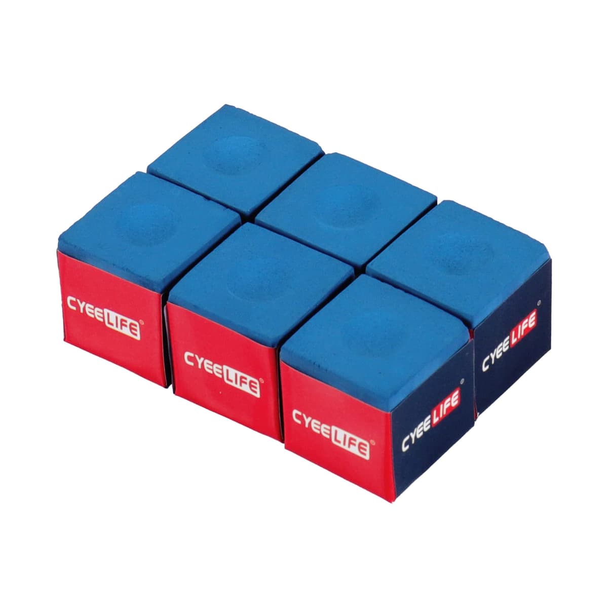 CyeeLife Tiza de billar, 6 piezas, azul, accesorios de mesa de billar
