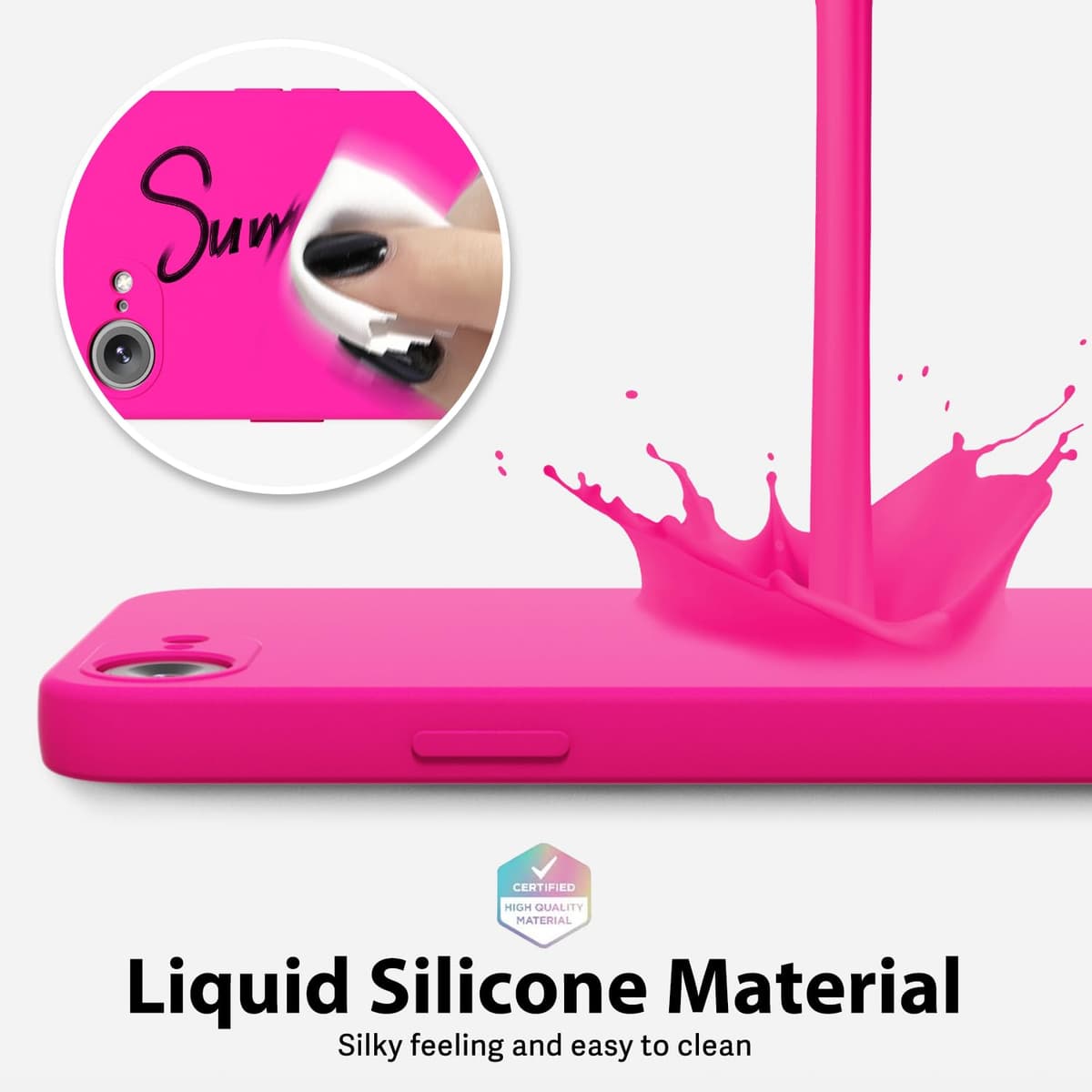 oakxco for iPhone 17 Pro Max Phone Case Liquid Silicone, Cute Thin Slim Grip Soft Rubber Gel for Women Men, Smooth Matte TPU Plain Solid Color Girly Simple Case with Camera Cover, Light Pink — view 1969
