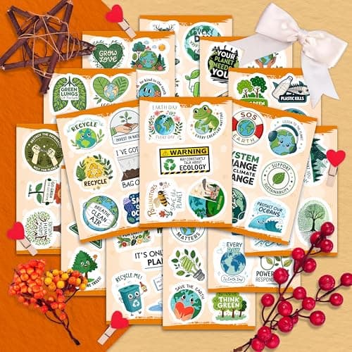 100Pcs Environmental Stickers for Water Bottle and Laptop - Earth Day Stickers Bulk - Еnvironmentalist Gifts - Environmental Party Supplies - Earth Day Decorations - Gifts for Women & Men — view 5