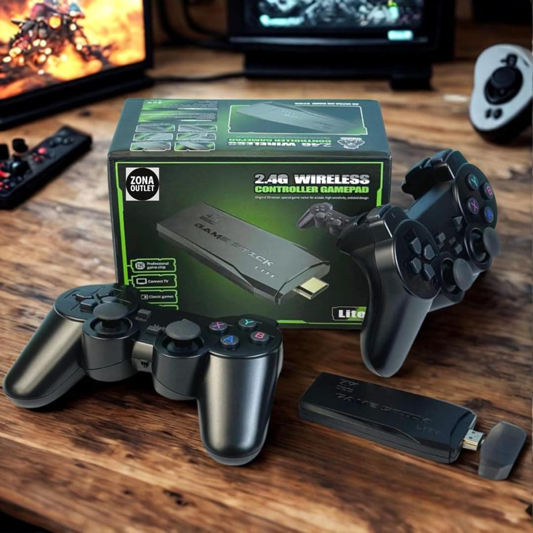 Retro Game Console with 20000+ Games, 64GB, 2 Wireless Controls, Compatible with 4K, Arcade Console Plug & Play — view 2