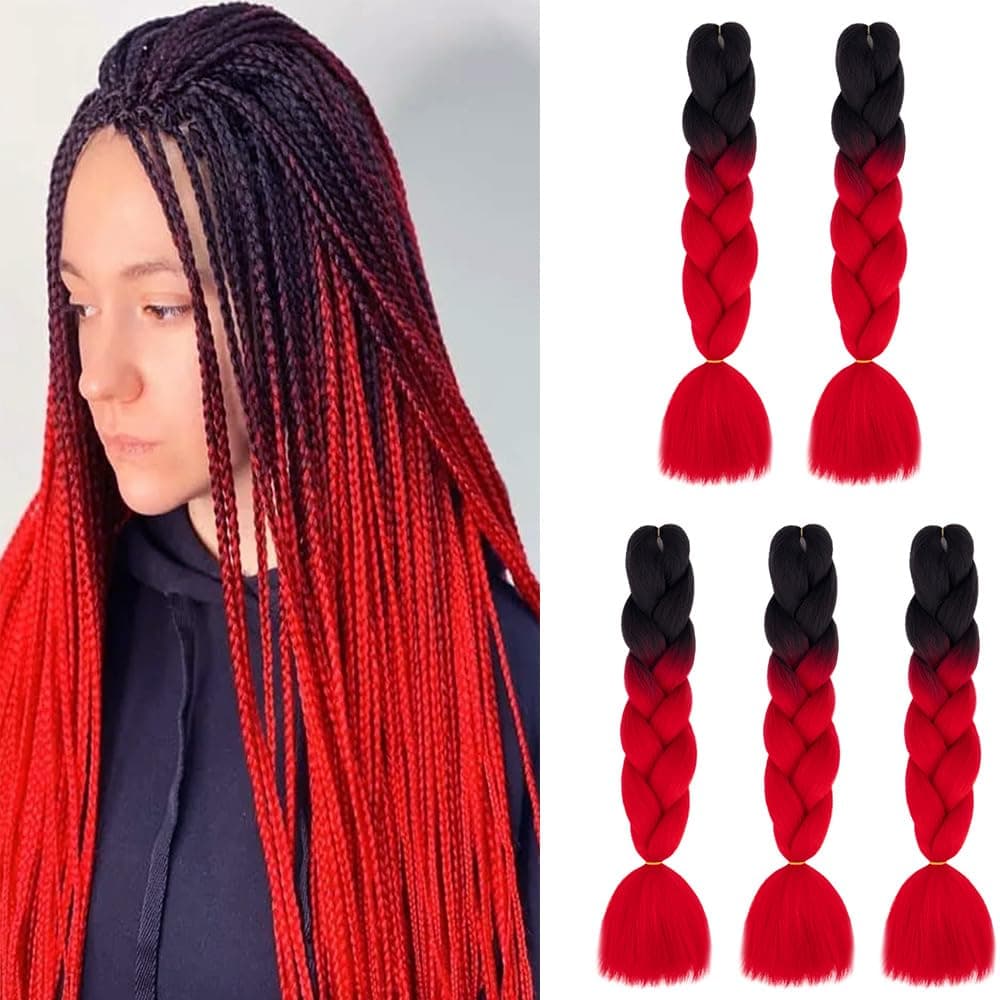 24" Braiding Hair Extension Jumbo Braids Synthetic 3bundles/pack Crochet Hair Afro Box Braid Heat Resistent (Dark Purple) — view 103