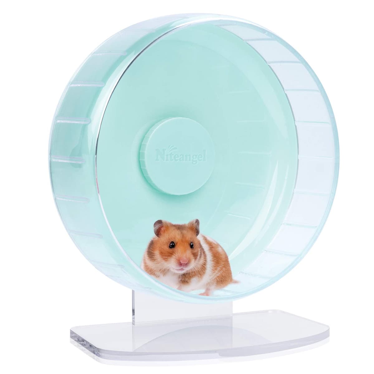 Niteangel Super Silent Hamster Exercise Wheels - Quiet Spinner Hamster Running Wheels with Adjustable Stand for Hedgehog Gerbils Mice Or Other Small Animals (Large, Transparent) — view 12
