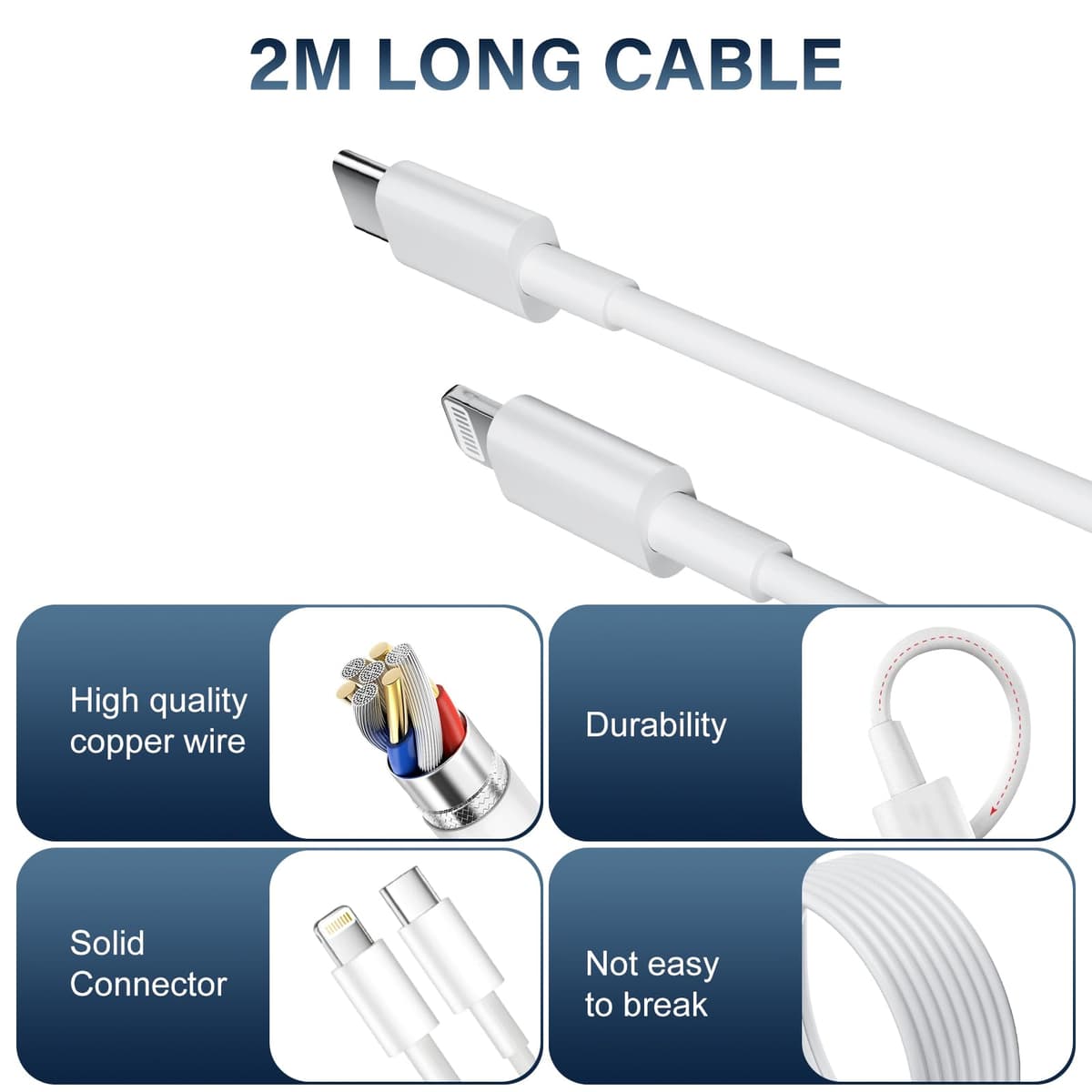 Cargador para iPhone Carga Rapida, Paquete de 2 Cagador USB C PD 3.0 y Cable Lightning de 2 m para iPhone 14/13/12/11/Pro/Pro MAX/iPad[5th-9th]/iPad Mini[2nd-5th]/iPad Air — view 6