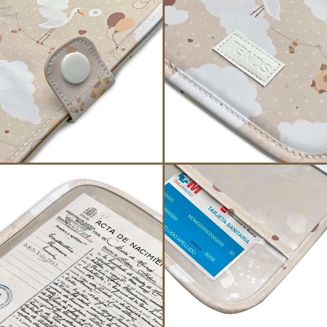TENDS Portadocumentos bebé- Porta documentos bebe como organizador de tarjetas o cartillas médicas y cosas para bebes - Carpeta de bebe ideal como regalos originales para bebes recien nacidos — view 4