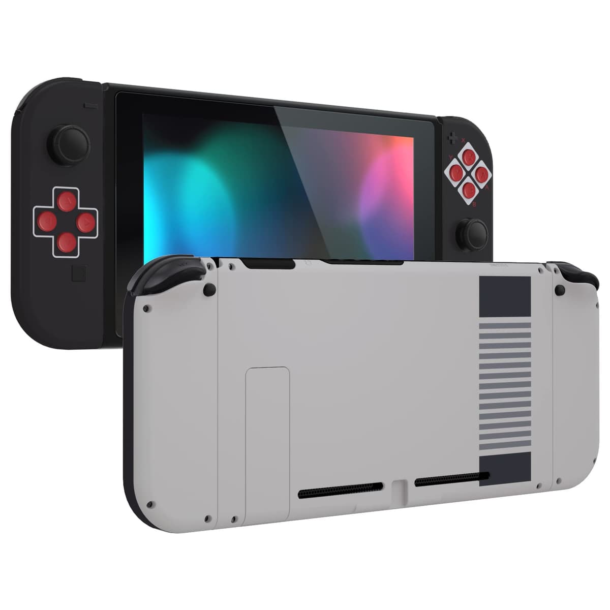 eXtremeRate Back Plate for Nintendo Switch Console, NS Joy con Handheld Controller Housing with Full Set Buttons, DIY Replacement Shell for Nintendo Switch - Chrome Gold — view 19