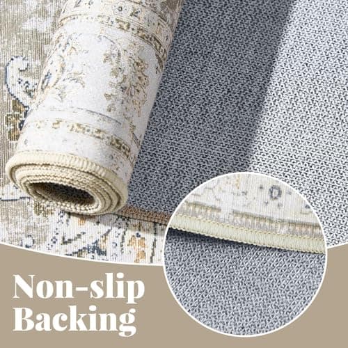JINCHAN Runner Rug 3x10 Hallway Vintage Rugs Kitchen Washable Runner Floral Print Floor Cover Indoor Thin Rug Retro Mat Accent Rug Bathroom Laundry Room Bedroom Office Farmhouse Taupe — view 4