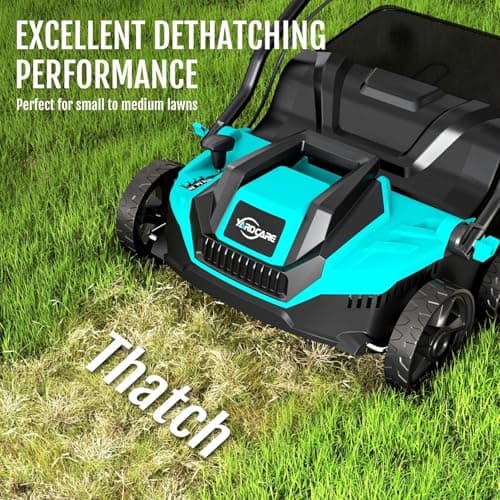 2-in-1 Electric Lawn Dethatcher & Scarifier – 10.5 Gal Thatch Bag, 5-Position Height Adjustment, Dual Switch for Healthier Grass — view 2